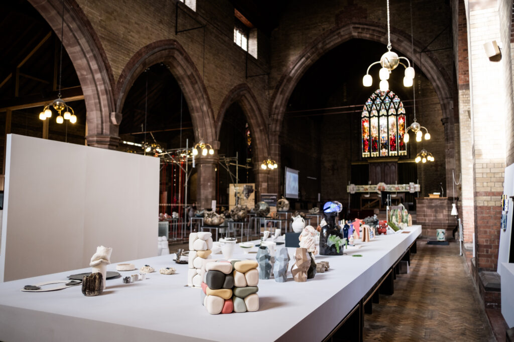 View of the work exhibited in Fresh 2023 at the British Ceramics Biennial.