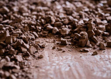 A close detail shot of a pile of clay rubble.